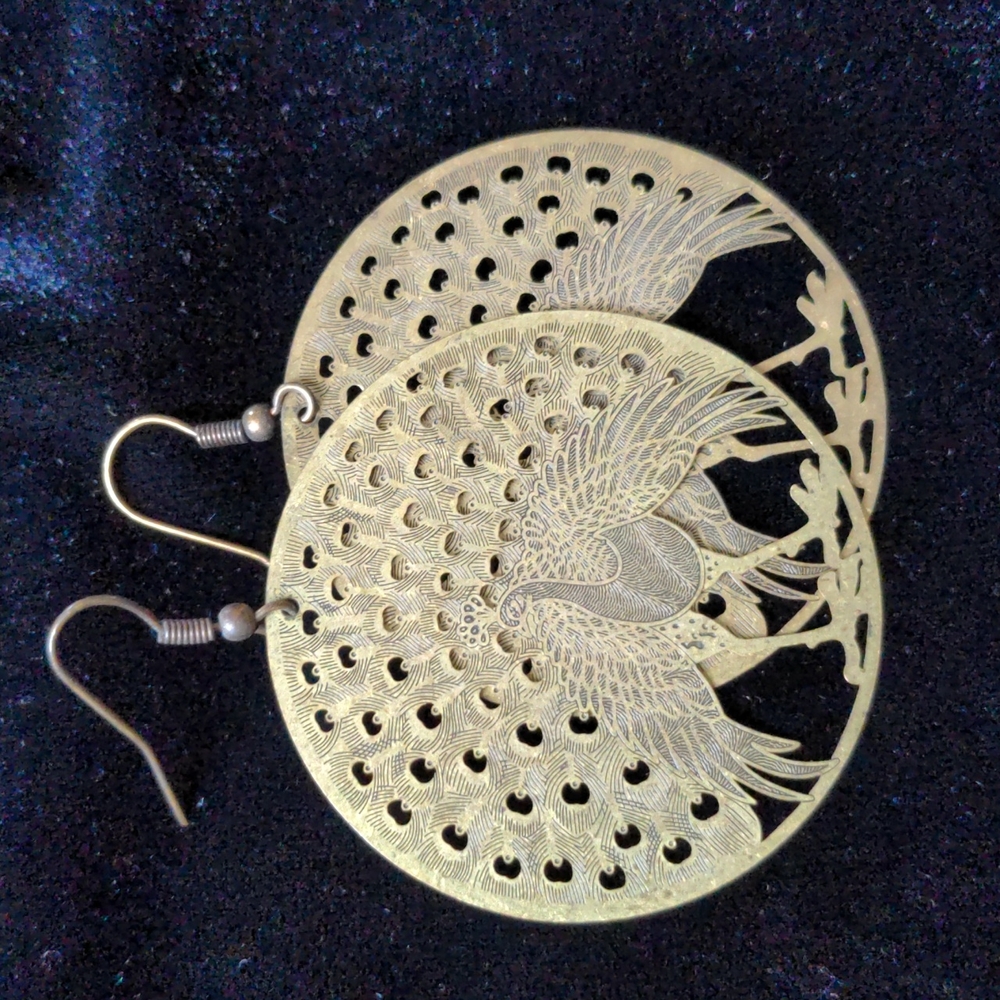 Metal Peacock Earrings